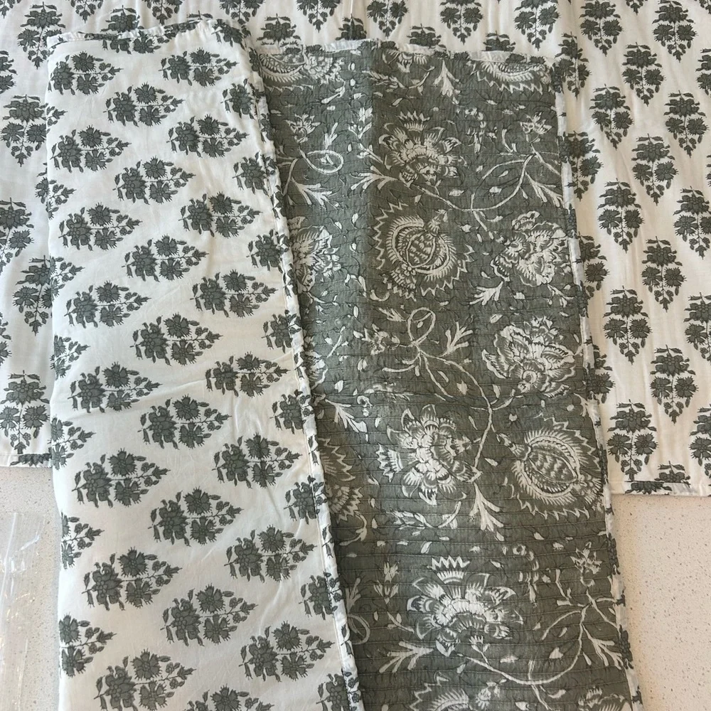 Set of 2 Pottery Barn Sloane Voile Reversible Eucalyptus Pillow Shams